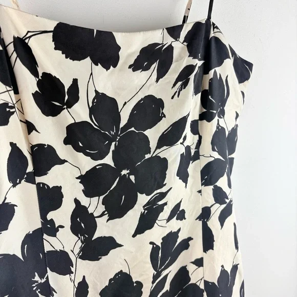 Ann Taylor Floral Silk Pencil Dress Sz 10 Chic Black White Wedding Party Elegant - Picture 4 of 9